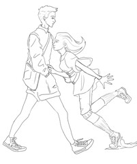 Fototapeta na wymiar running man and woman