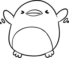 cute line drawing of a penguin flapping wings