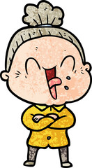 cartoon happy old woman