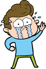 cartoon crying man waving