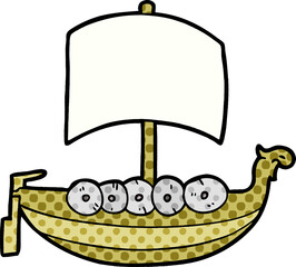 cartoon viking boat