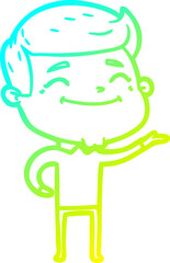 cold gradient line drawing of a happy cartoon man