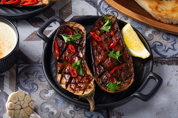 grilled spicy eggplant