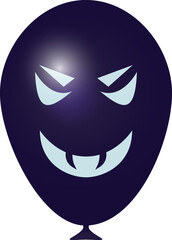 Fototapeta na wymiar A balloon for Halloween. Realistic purple ball with a sinister face