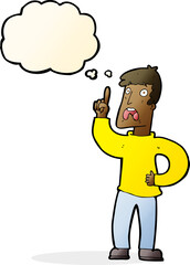 cartoon man with complaint with thought bubble