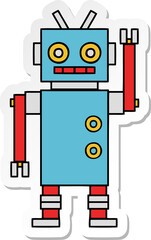 sticker of a cute cartoon dancing robot