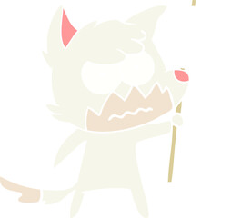 flat color style cartoon annoyed fox