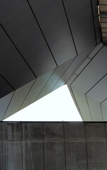 Futuristic architectural structure at La Aurora international airport in Guatemala, interior ceiling of the main facade.