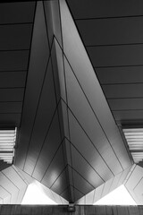 Obraz premium Futuristic architectural structure at La Aurora international airport in Guatemala, interior ceiling of the main facade.