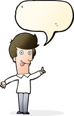 cartoon funny man with idea with speech bubble