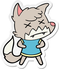 sticker of a cartoon dead fox