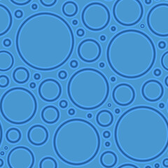 Geometric poa seamless pattern of random arranged azure rings with dots texture on light blue background.Round shapes halftone point endless wallpaper.For textile,wrapping paper,fashion fabric print