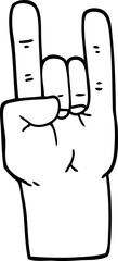 line drawing cartoon rock music hand