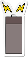 sticker of a cute cartoon old battery