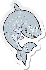 retro distressed sticker of a cartoon shark