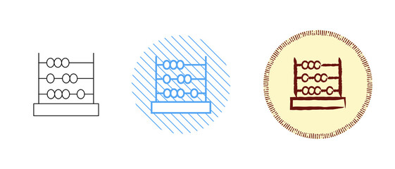 Obraz premium This is a set of contour and colored wooden abacus icons
