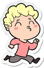 sticker of a cartoon man pouting