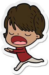 Obraz premium sticker of a cartoon woman talking