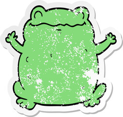distressed sticker of a cartoon toad