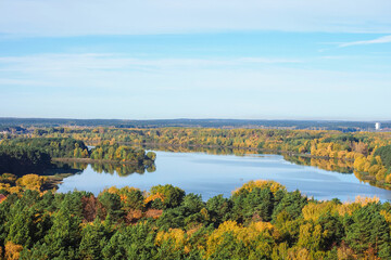 Fototapeta premium autumn landscape with lake
