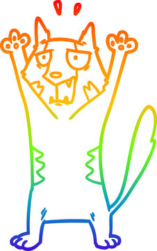 recommend clip art: rainbow gradient line drawing of a cartoon panicking cat