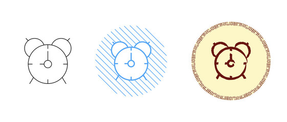 This is a set of contour and color alarm clock icons