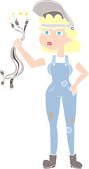 flat color illustration of electrician woman
