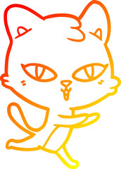 warm gradient line drawing of a cartoon cat