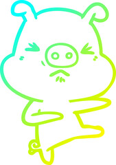 cartoon angry pig kicking out