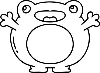 line doodle of a cute happy frog