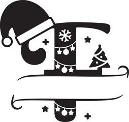 Christmas monogram, christmas alphabet , christmas split