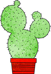 hand drawn quirky cartoon cactus