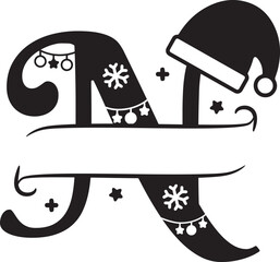 Christmas monogram, christmas alphabet , christmas split
