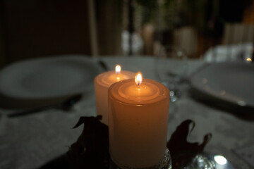 Wedding decoration with lights and candles