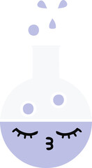 flat color retro cartoon of a test tube