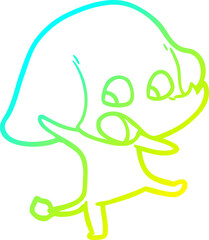 cold gradient line drawing of a cute cartoon elephant