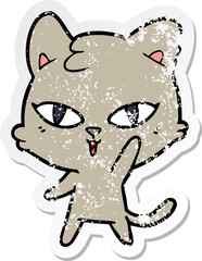 distressed sticker of a cartoon cat
