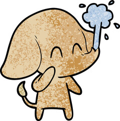 cute cartoon elephant spouting water