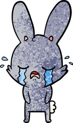 cute cartoon rabbit crying