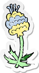 retro distressed sticker of a cartoon flower