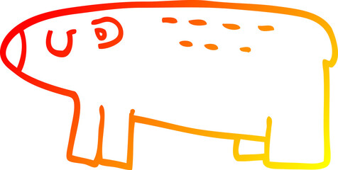 warm gradient line drawing of a cartoon polar bear
