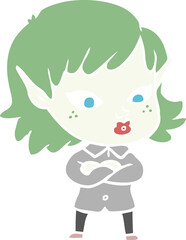 pretty flat color style cartoon elf girl