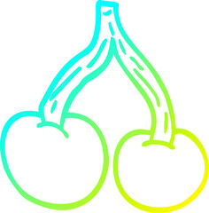 cold gradient line drawing of a cartoon bright cherries