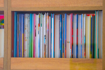 wooden bookcase filled with books