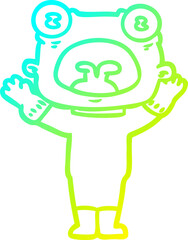 cold gradient line drawing of a cartoon weird alien communicating