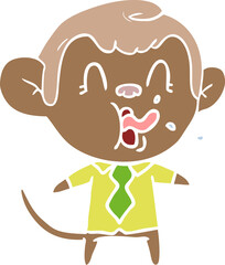 crazy flat color style cartoon business monkey