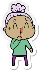 Obraz premium sticker of a cartoon happy old lady