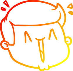 warm gradient line drawing of a happy cartoon male face