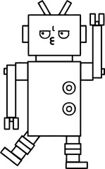 line drawing cartoon of a robot