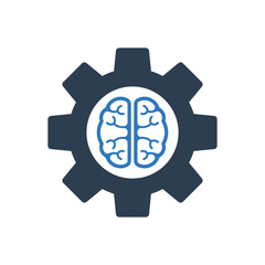Brain Gear Icon - Artificial Intelligence Icon